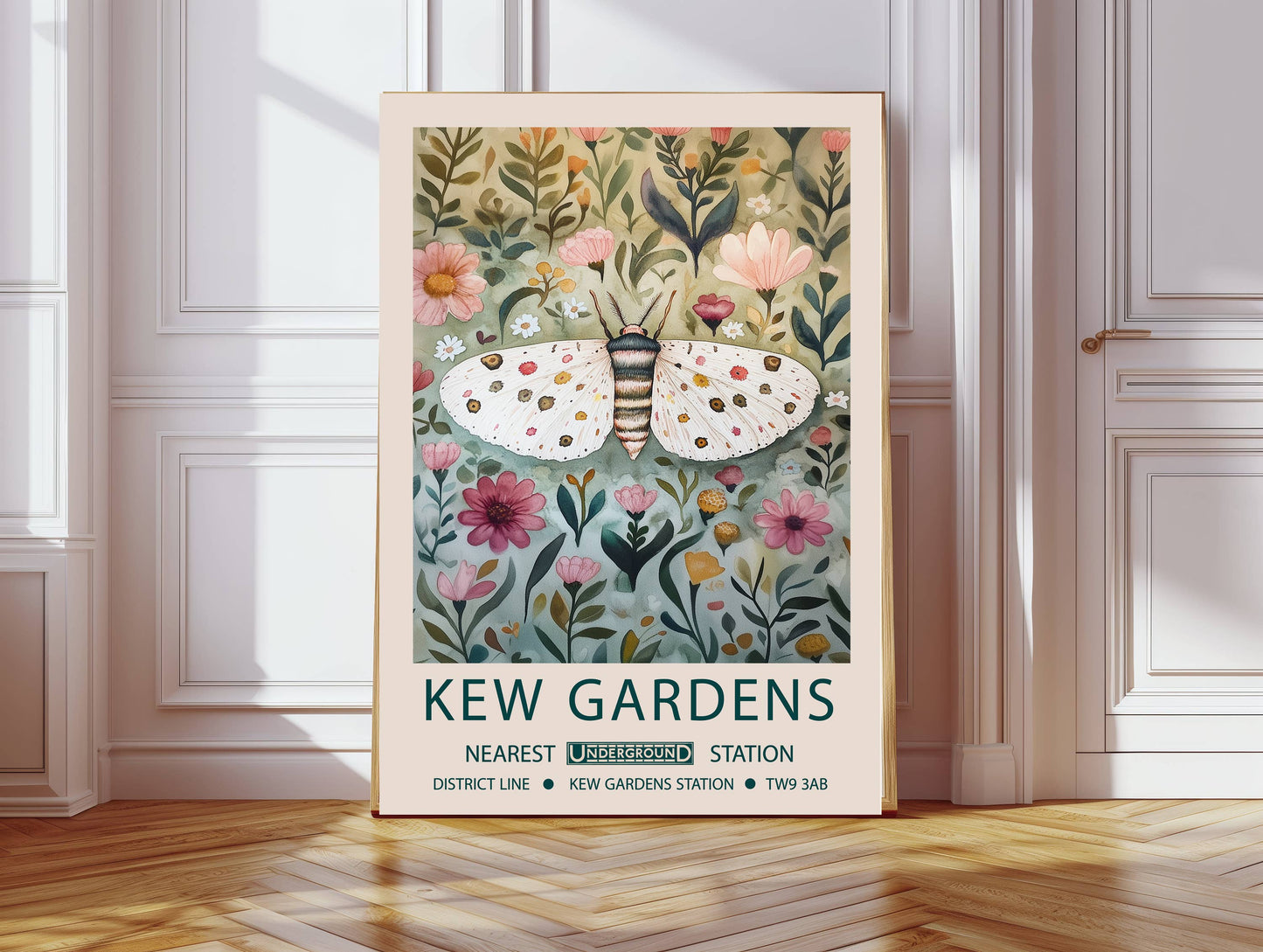 Botanical Kew Garden's White Butterfly Art Print