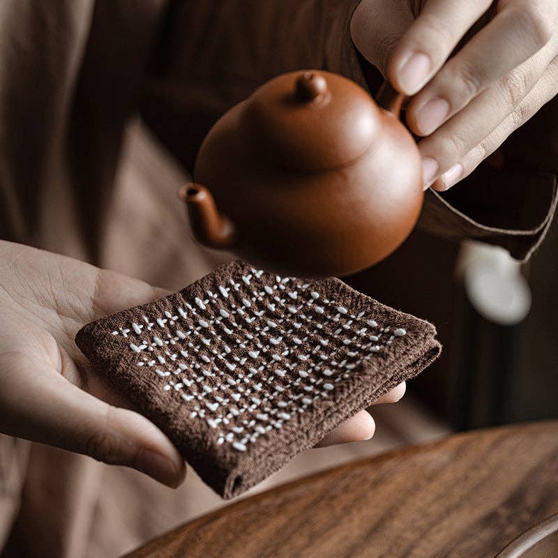 Handmade Woven Cotton and Linen Gongfu Tea Towel