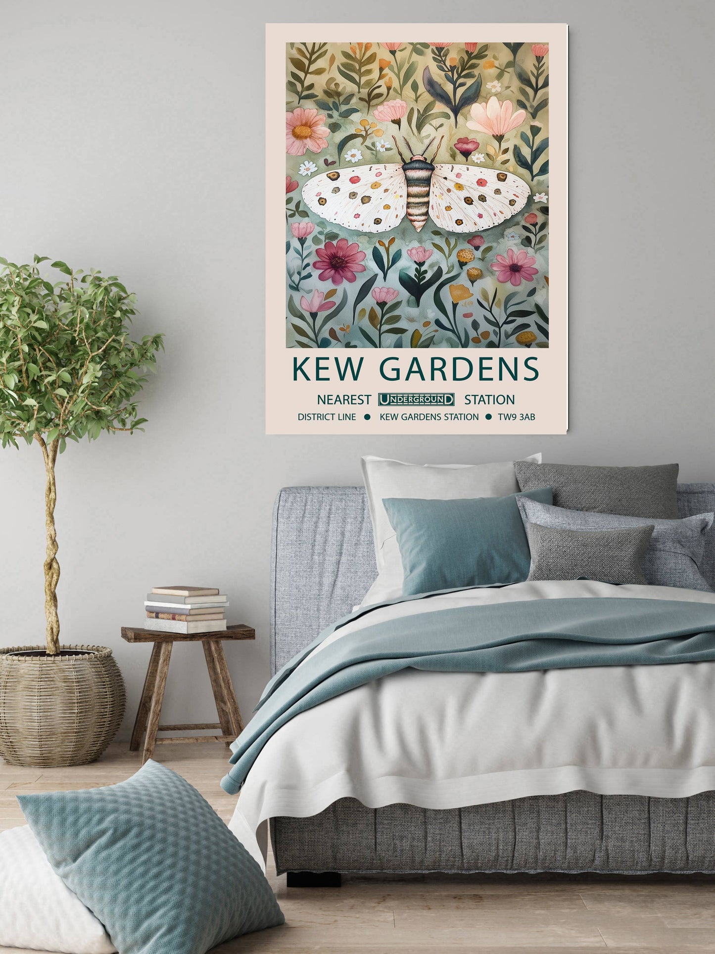 Botanical Kew Garden's White Butterfly Art Print