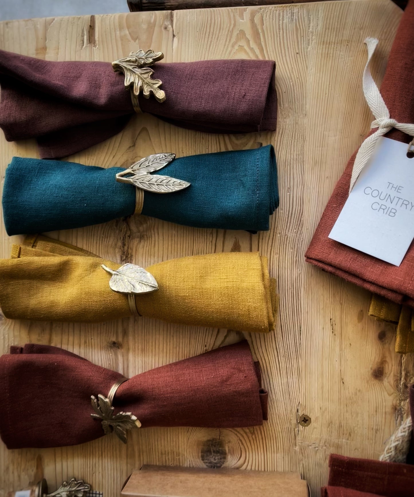 Nkuku Leaf Brass Napkin Rings (Set of 4)