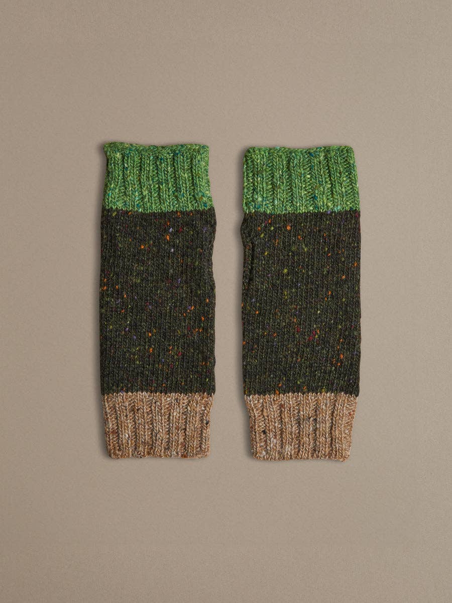 Donegal Wool Wrist Warmers | Dark Speckle Brown
