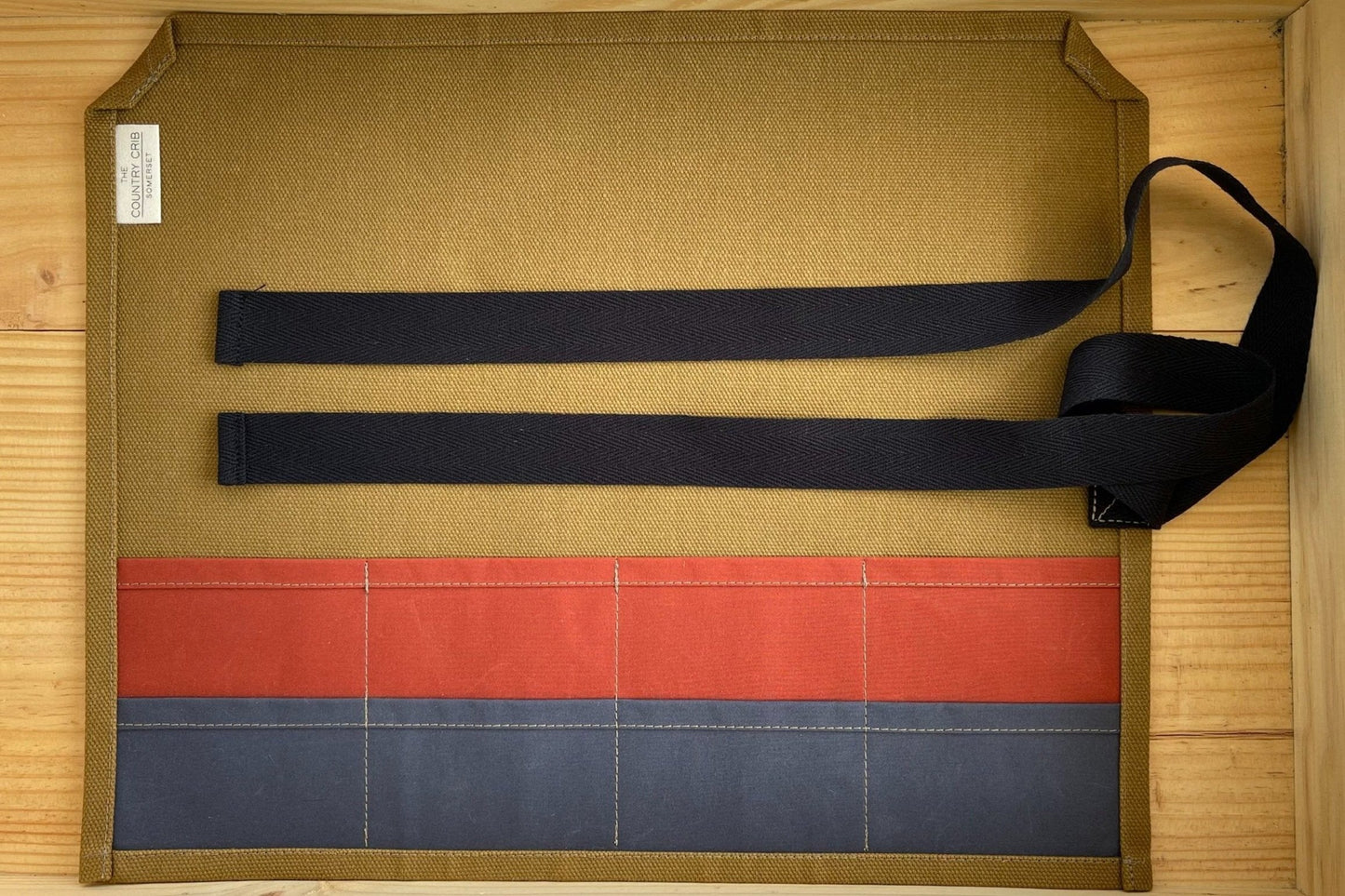 An extremely useful and versatile artist roll, made with organic dry waxed cotton canvas. Designed and handcrafted by us at The Country Crib. Keep all your pens, brushes and equipment together in this essential addition to your art and crafts kit.