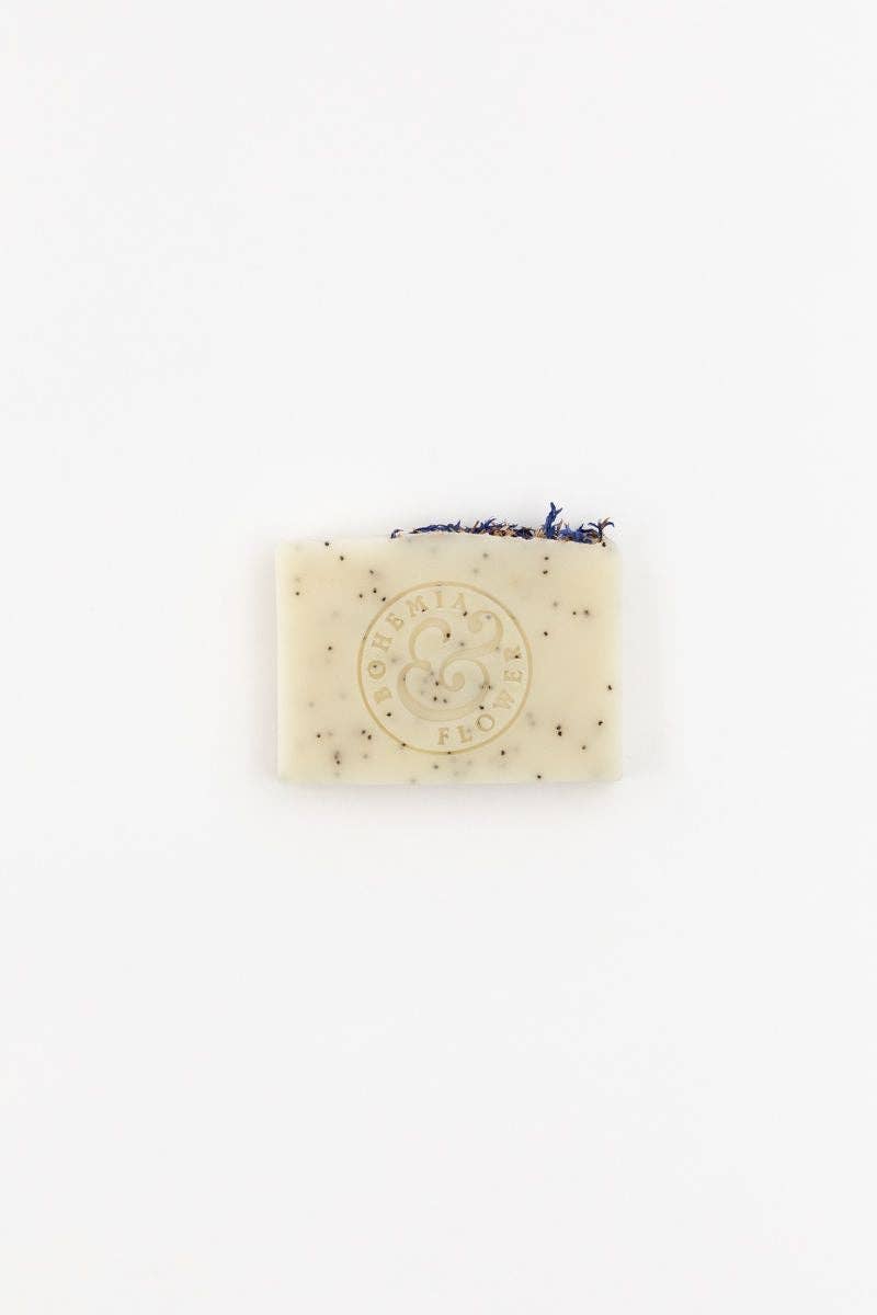 Bar of soap with visible branding on a white background