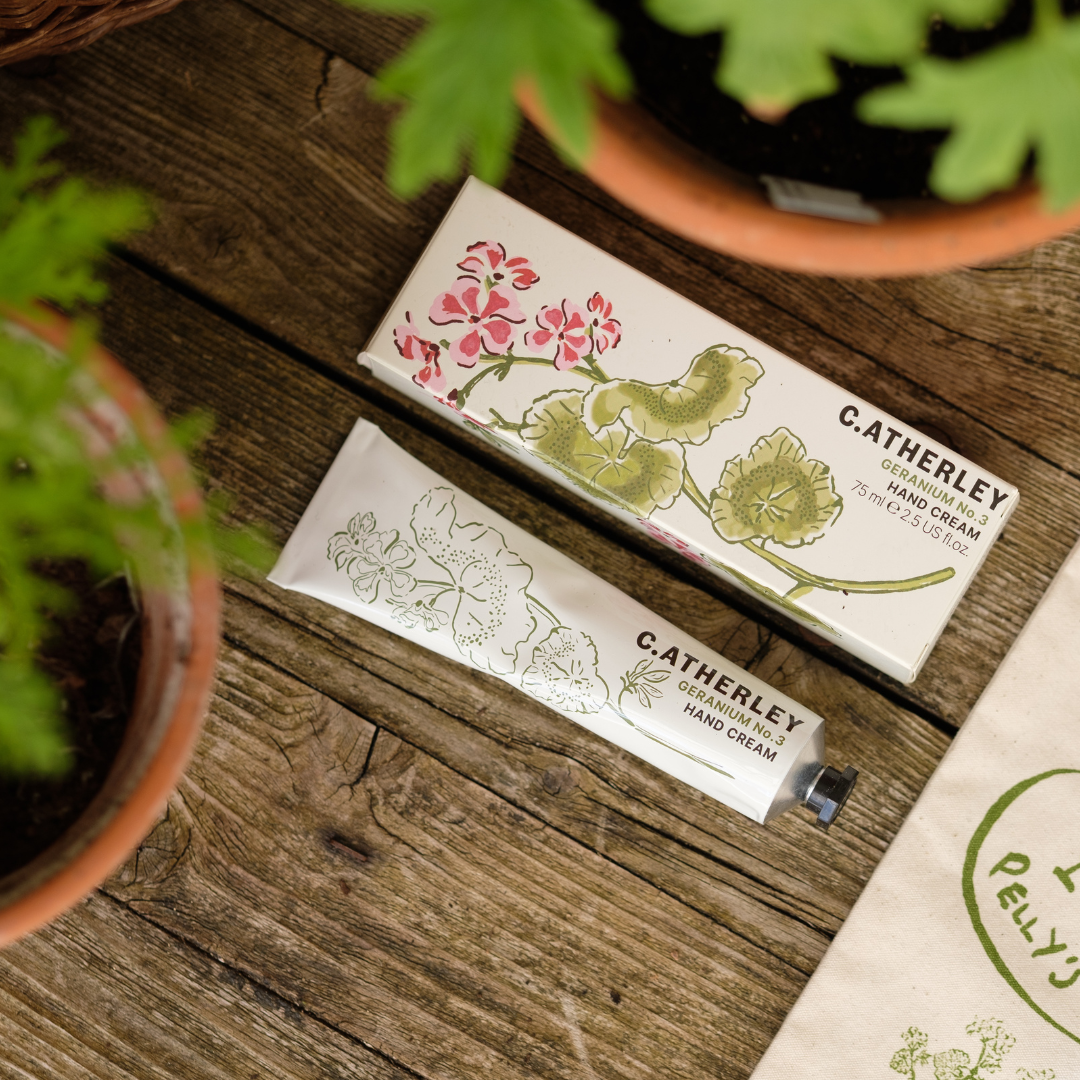 C.Atherley Hand Cream No.3 strengthening ceramide-rich hand cream that helps to nourish, protect and improve the appearance of dry, gardener’s hands. Based on the pelargonium Mabel Grey with its hint of zesty, citronella fragrance, it leaves your hands soft, moisturised, and delicately scented.