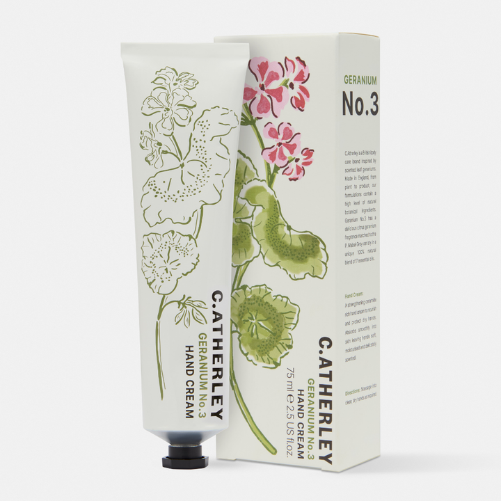 C.Atherley Hand Cream No.3 strengthening ceramide-rich hand cream that helps to nourish, protect and improve the appearance of dry, gardener’s hands. Based on the pelargonium Mabel Grey with its hint of zesty, citronella fragrance, it leaves your hands soft, moisturised, and delicately scented.