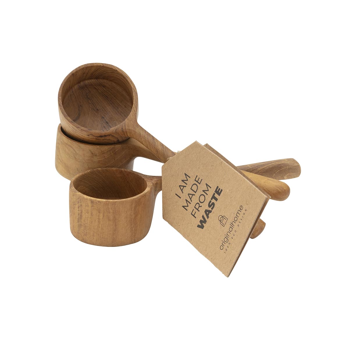 The Grain Spoon Reclaimed can be used to scoop up grains, seeds, tea, spices and other loose ingredients. Every teak item has its own natural and organic drawing, is food safe and from durable teak root wood. 
