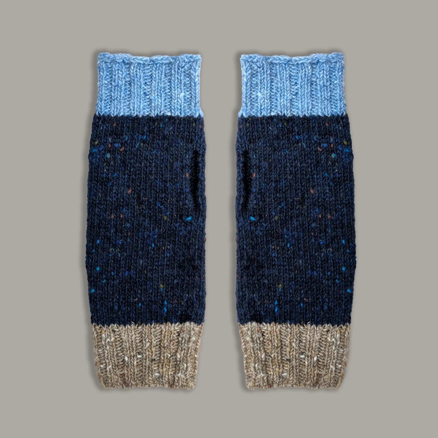 Rove Donegal Wool Wrist Warmers | Navy Fleck