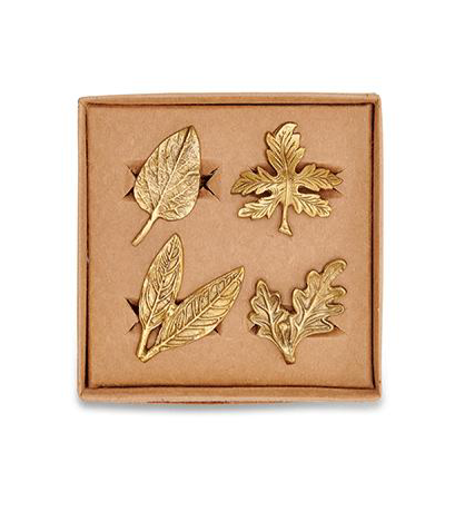 Nkuku Leaf Brass Napkin Rings (Set of 4)