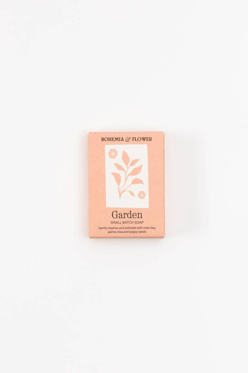 Bohemia & Flower Garden soap bar packaging on a white background