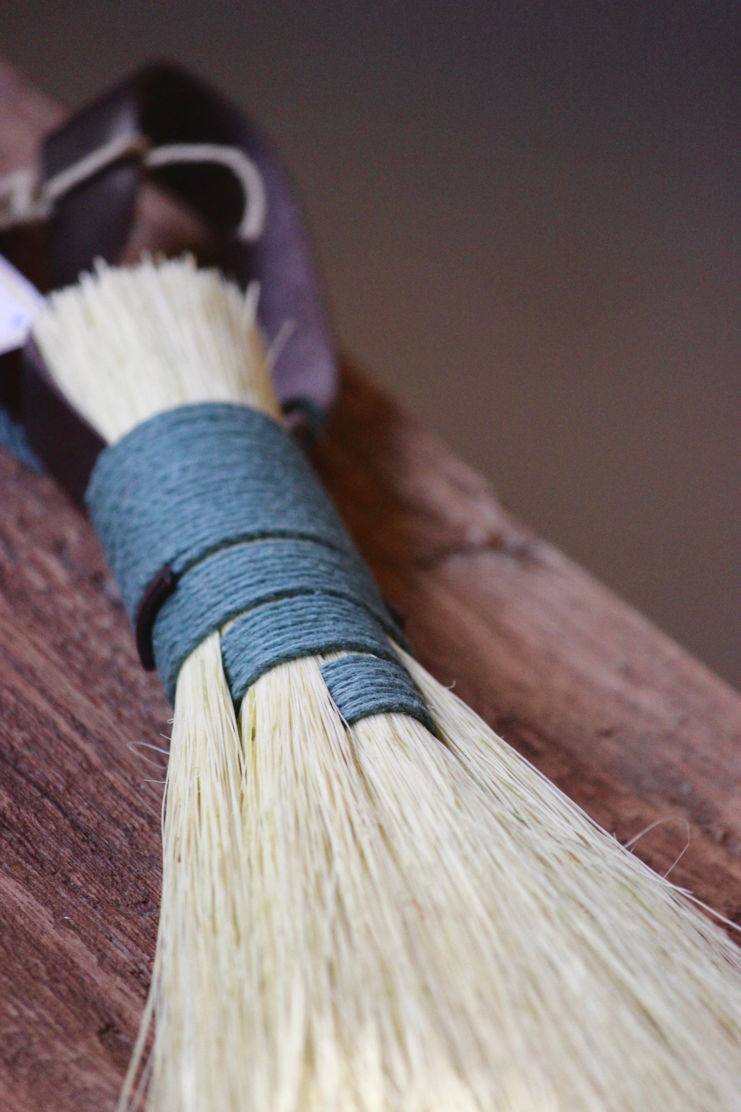 Tampico fibre hand brush with hemp and leather