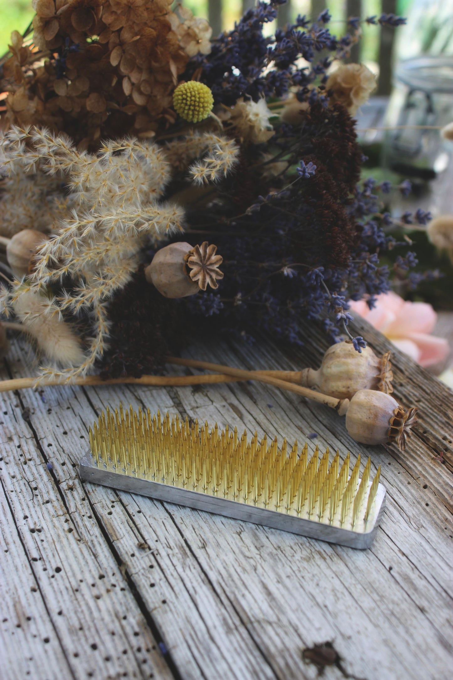 Niwaki Flower Frog Pin Holder Long Kenzan. A sustainable and sensible alternative to foam, for all your flower arranging needs.