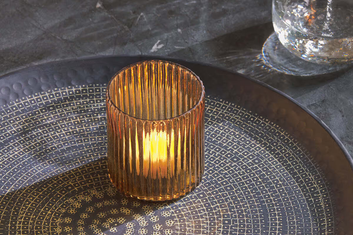 Malana Recycled Glass Candle Holder Smoke Brown - Small