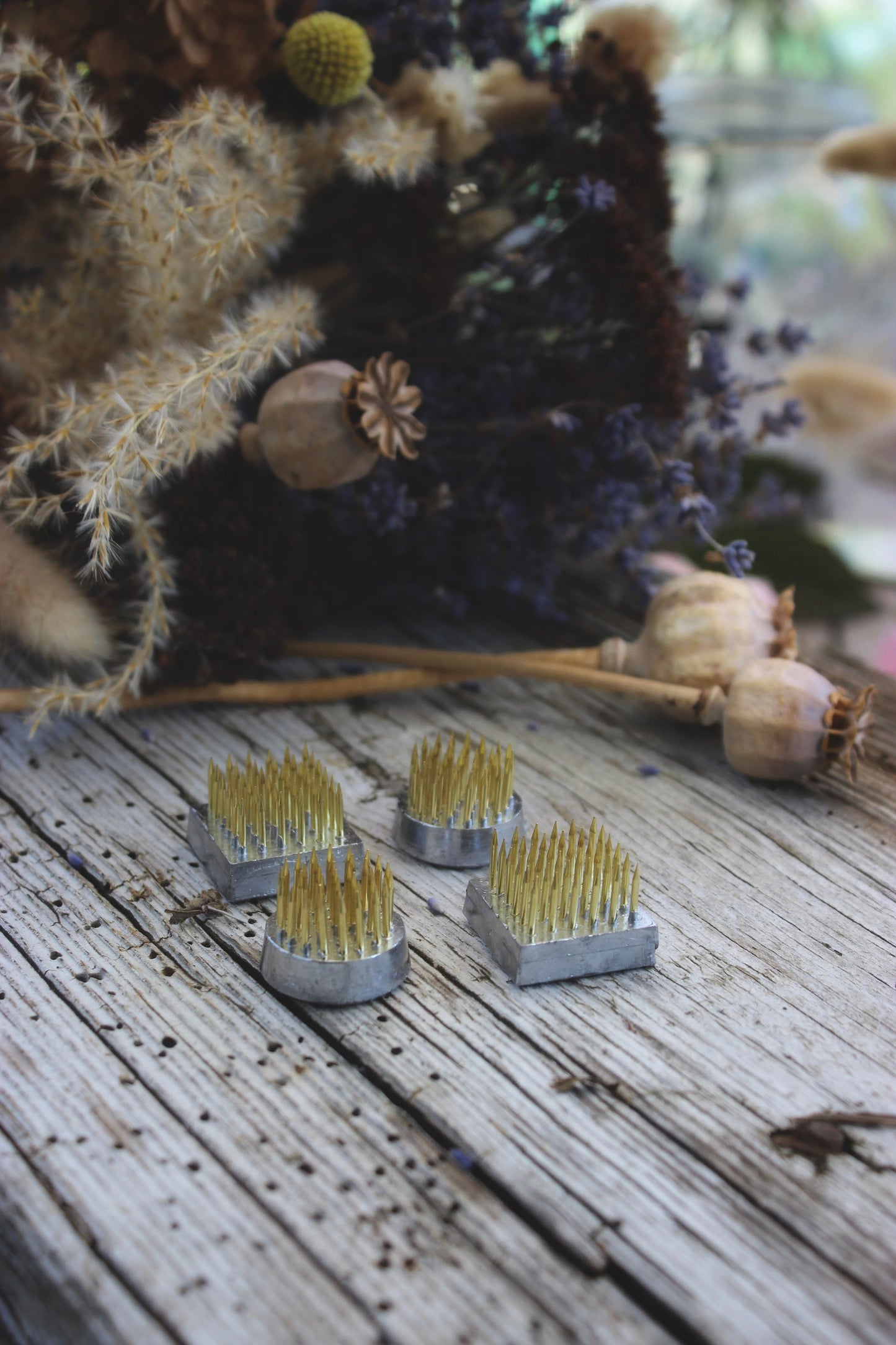 Niwaki Flower Frog Pin Holder Mini Kenzan Set. A sustainable and sensible alternative to foam, for all your flower arranging needs.