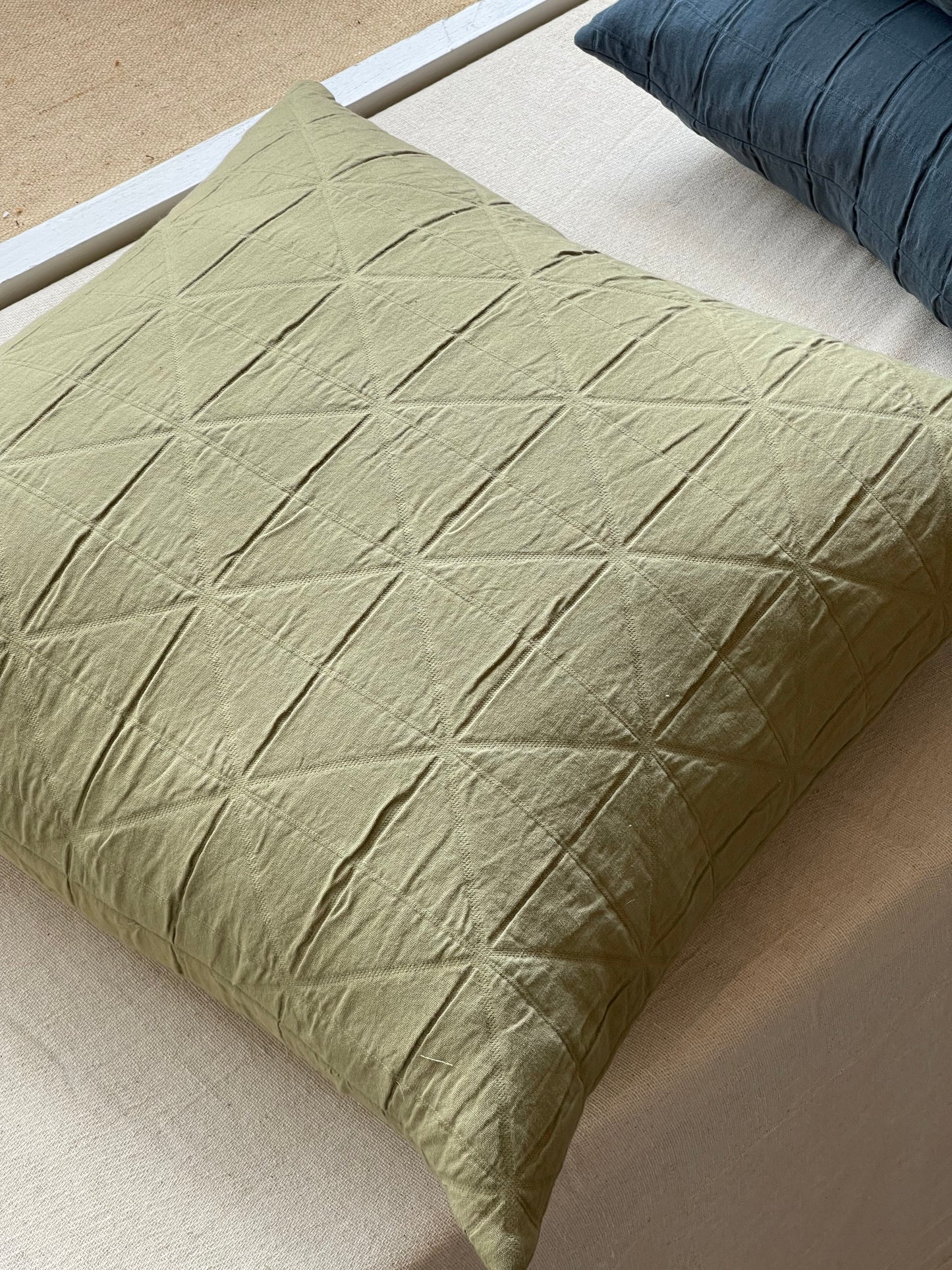 Feather Filled Cushion with Quilted Jacquard Cotton Cover