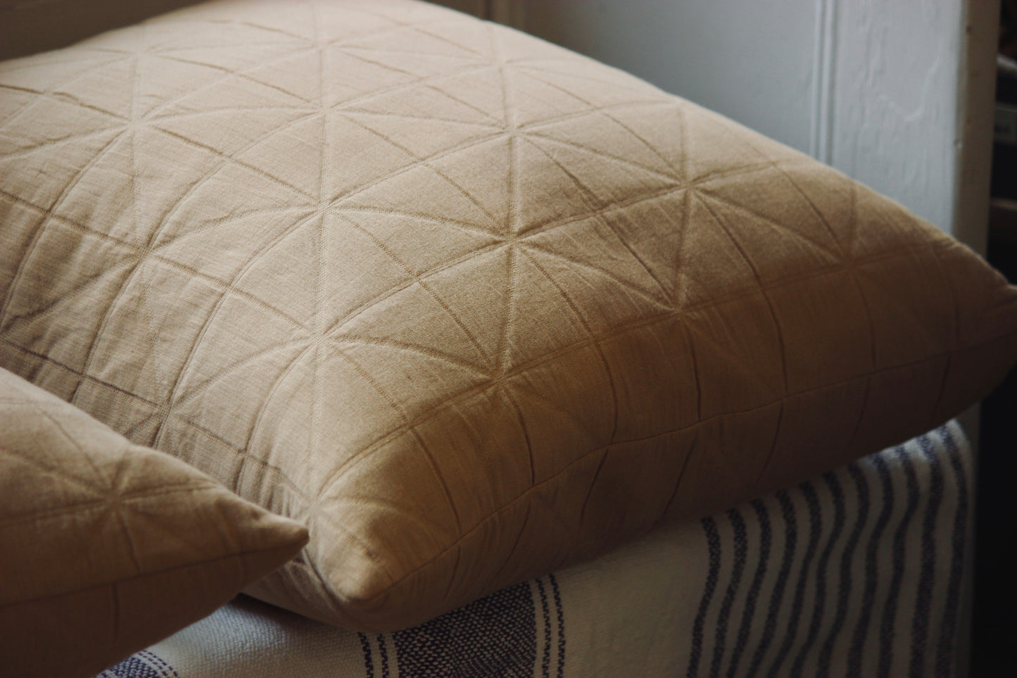Feather Filled Cushion with Quilted Jacquard Cotton Cover