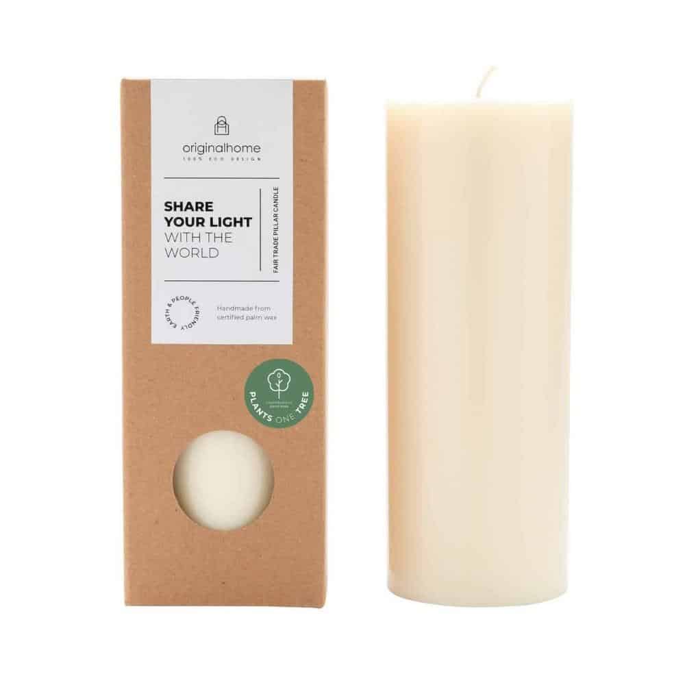 Sustainable Plant-Based Pillar Candle - All products are handcrafted from 100% natural or eco-friendly materials