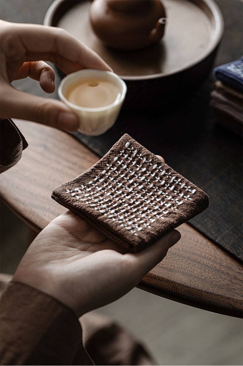 Handmade Woven Cotton and Linen Gongfu Tea Towel