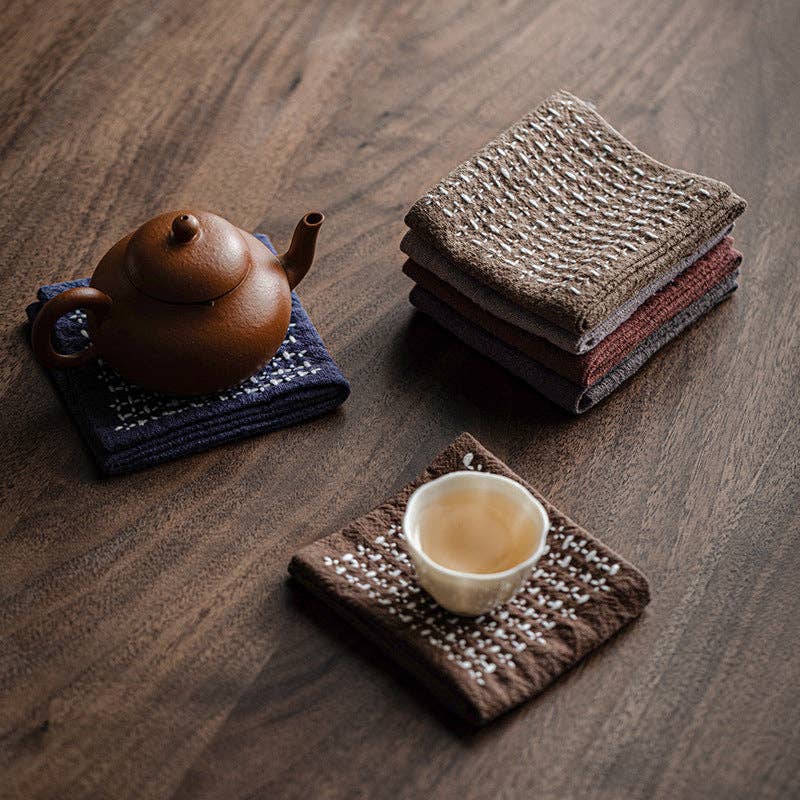 Handmade Woven Cotton and Linen Gongfu Tea Towel