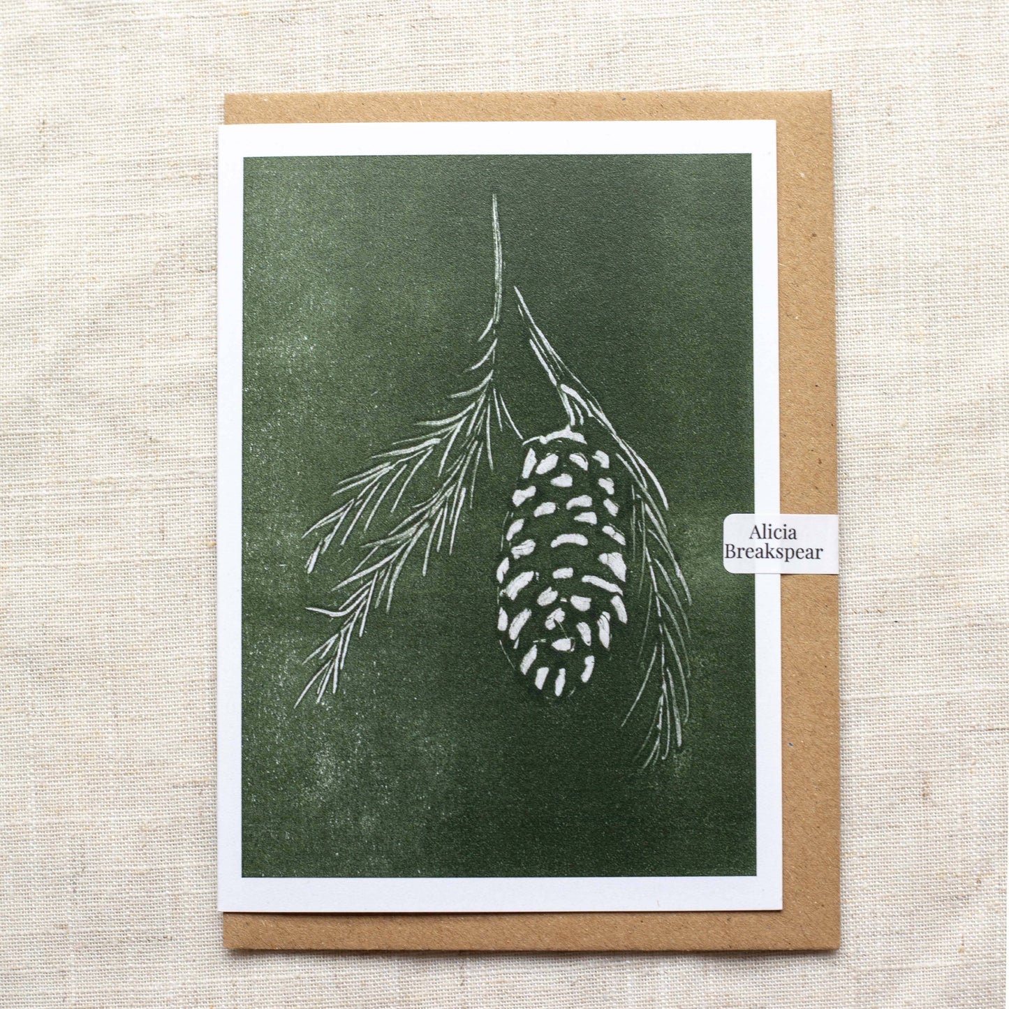 Christmas Card A6 Pine Cone - Recycled Card