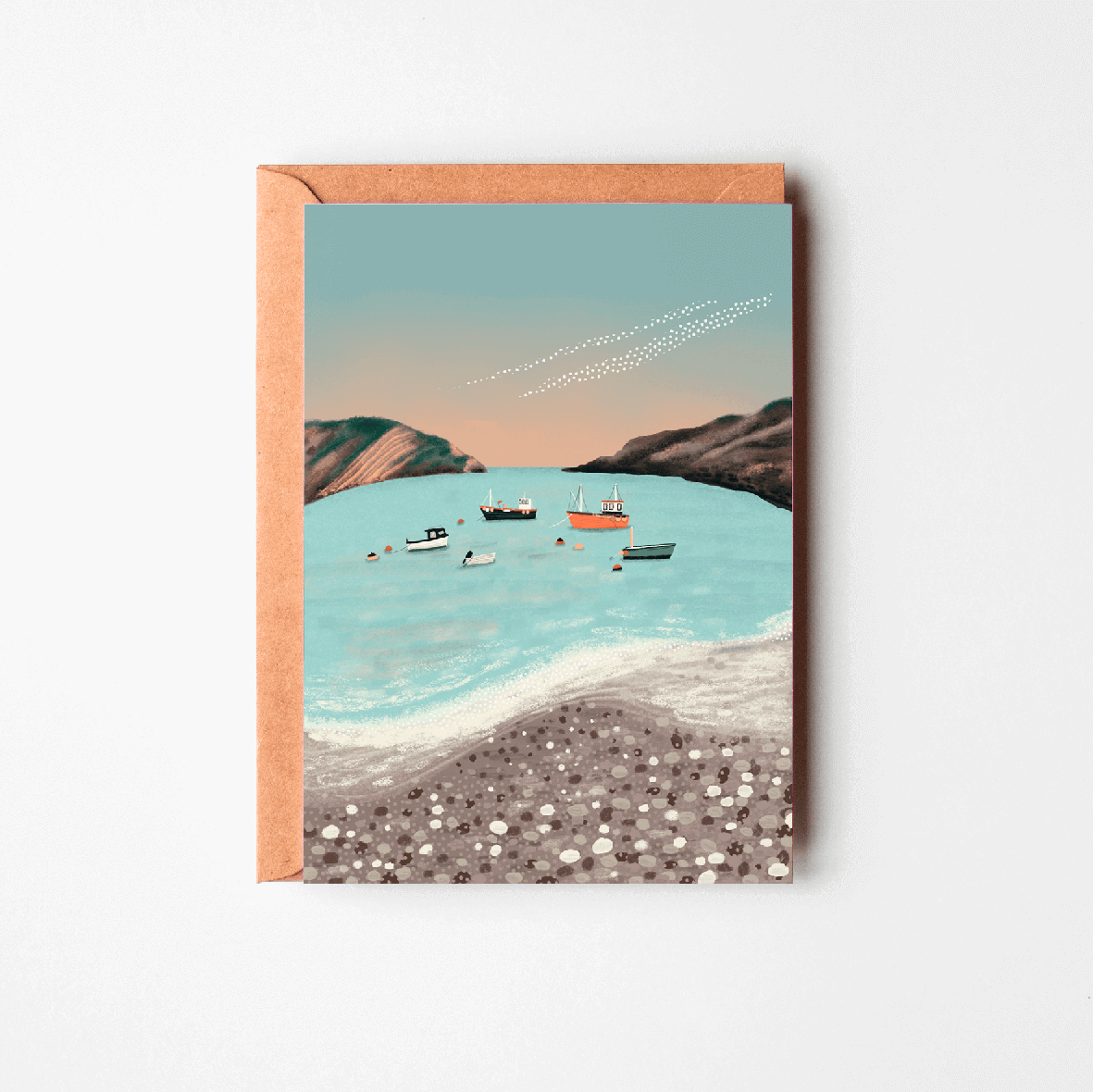 Lulworth Cove Greetings Card by Rachel Akerman