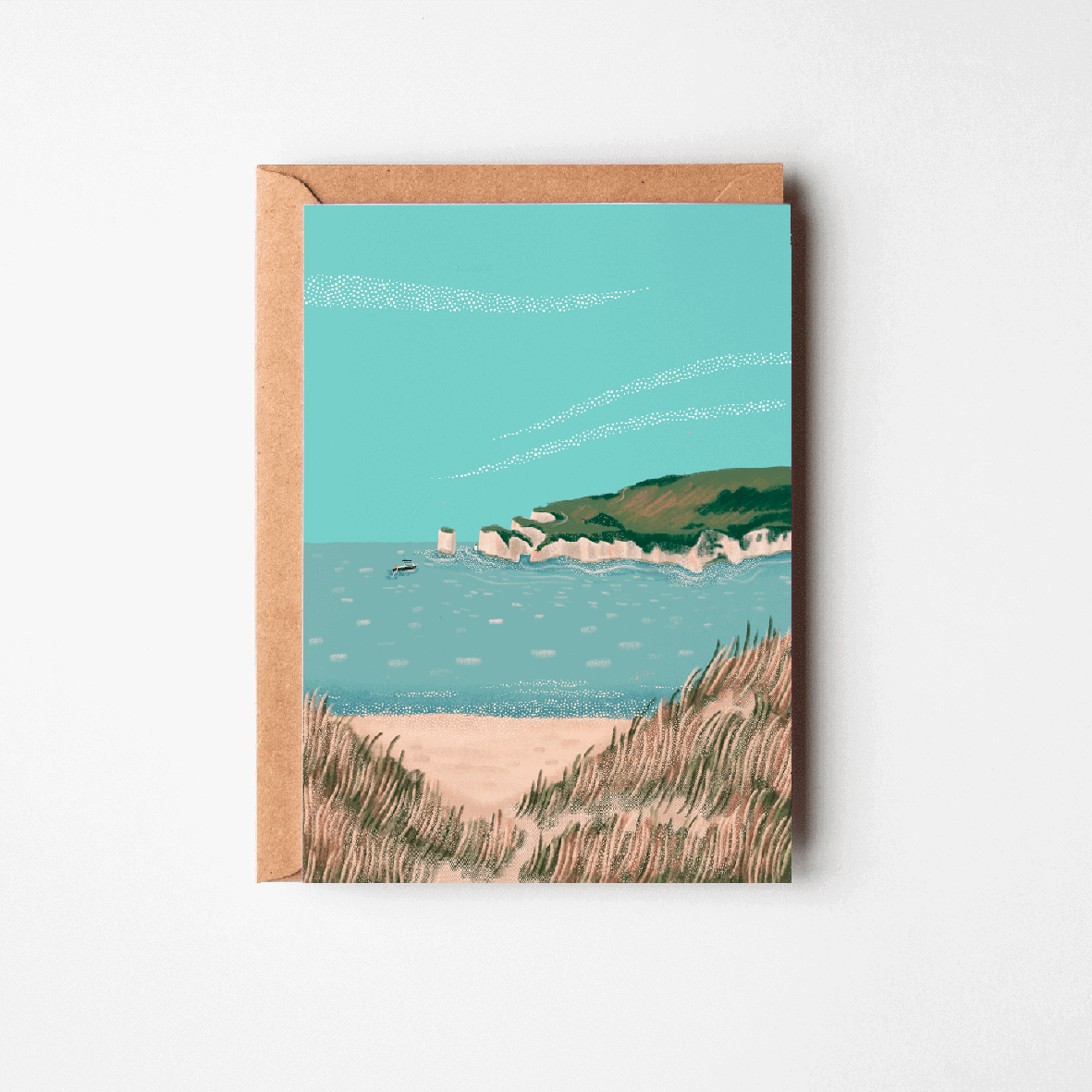 Old Harry Rocks Greetings Card by Rachel Akerman