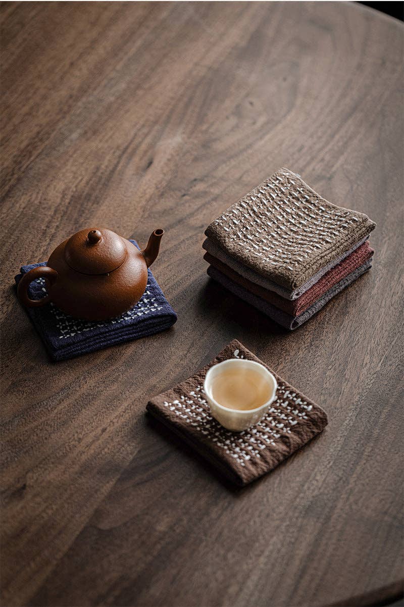 Handmade Woven Cotton and Linen Gongfu Tea Towel