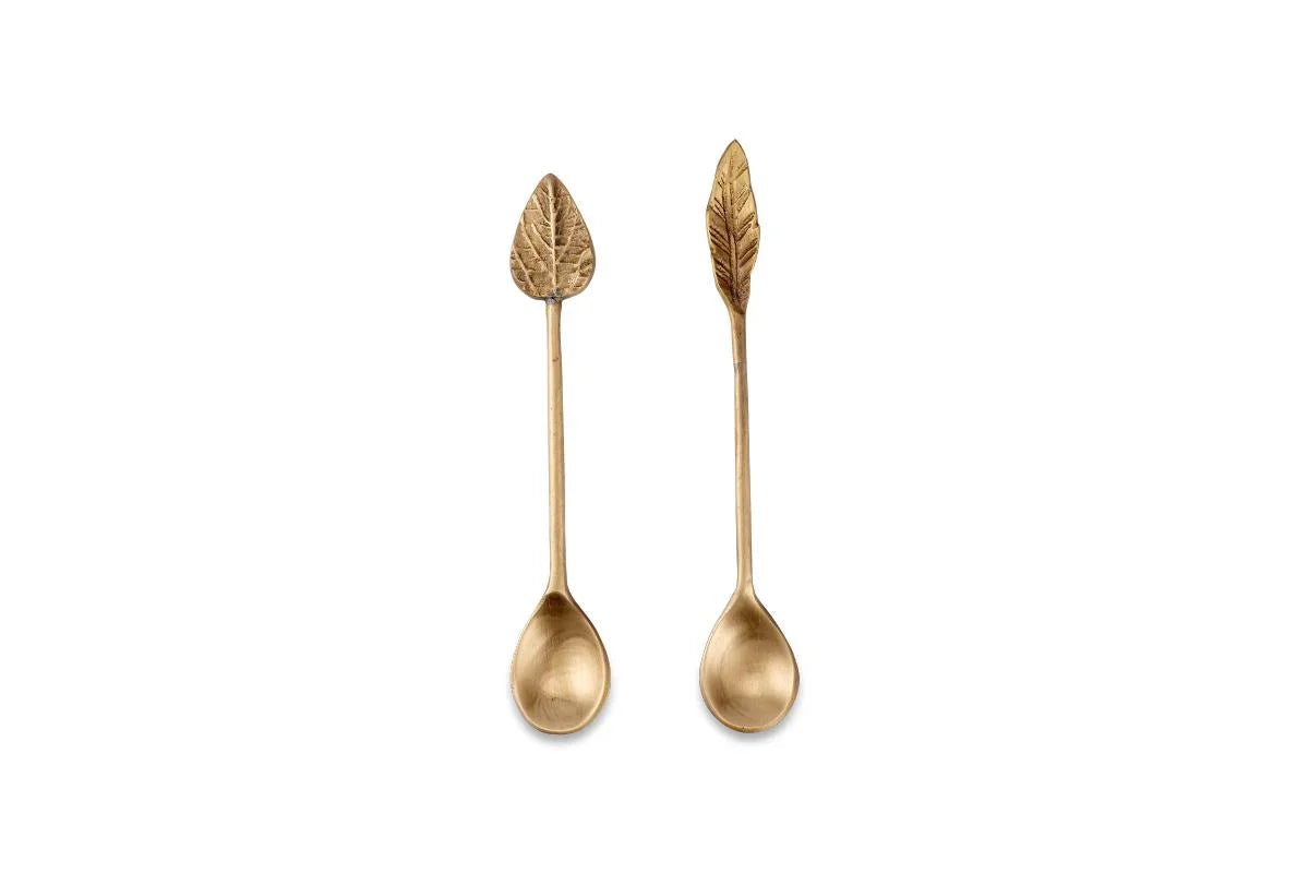 nkuku Leaf Spoon Gift Set - Antique Brass (Set of 2)