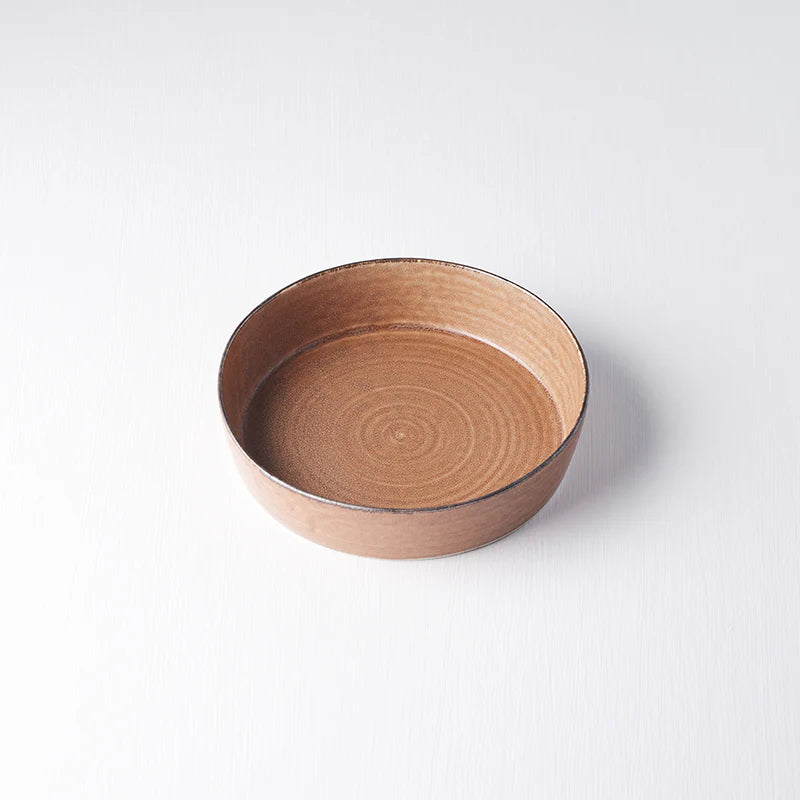 Japanese high rim toffee coloured small plate