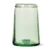 Green glass vase on a white background