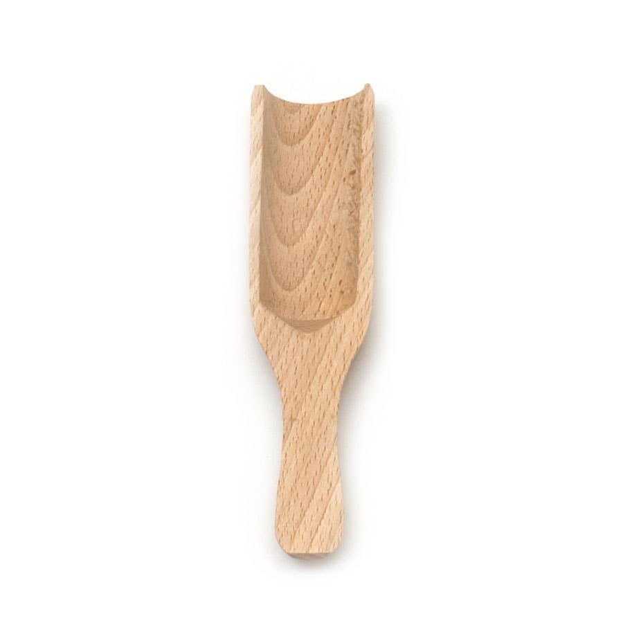 Wooden scoop on a white background