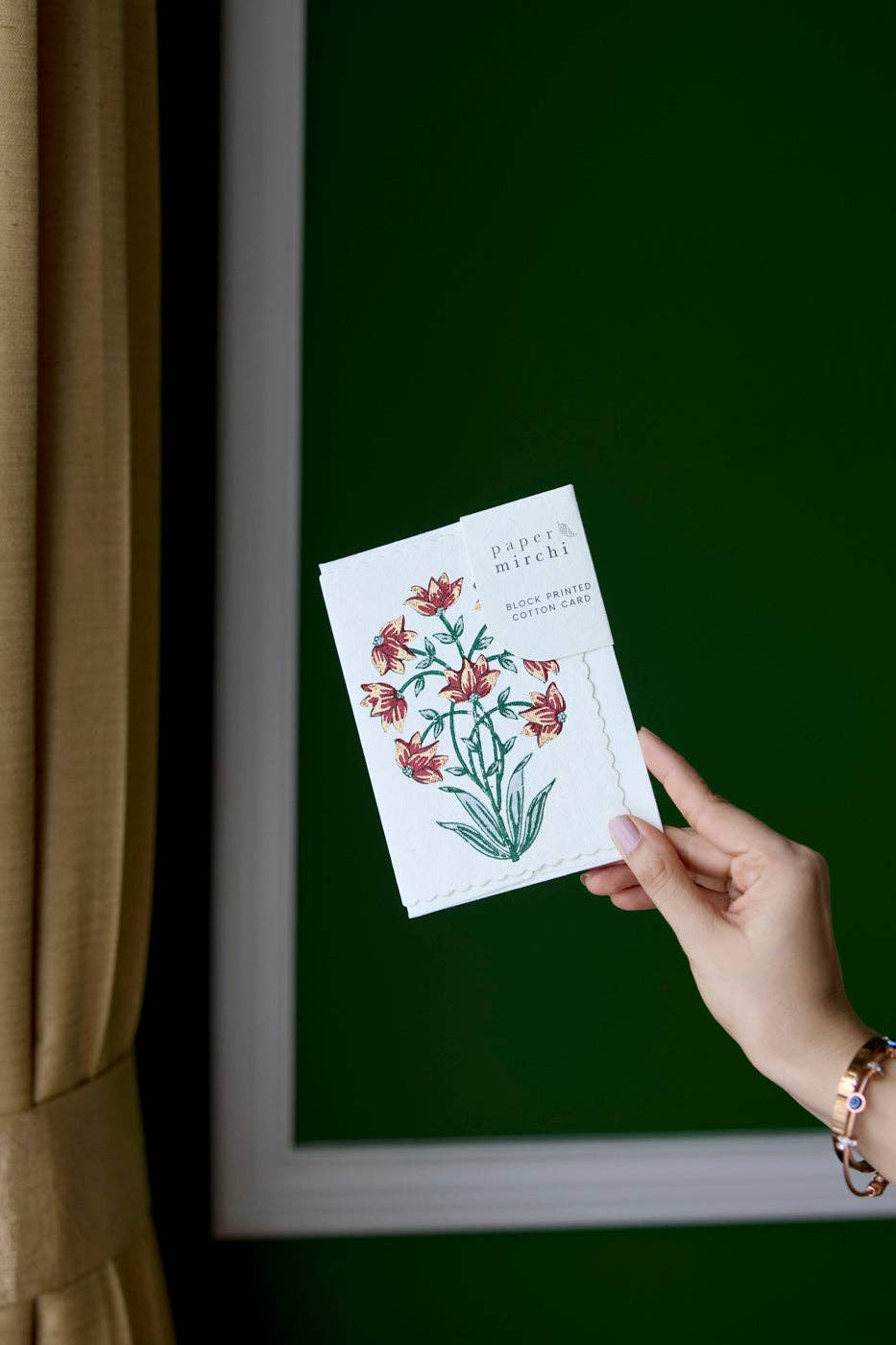 Block Printed Greeting Card - Champaca Sage