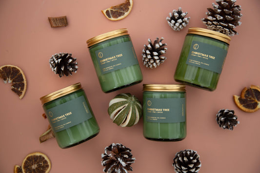 OCTŌ Merry Christmas Green Jar Candle - 100% Essential Oils