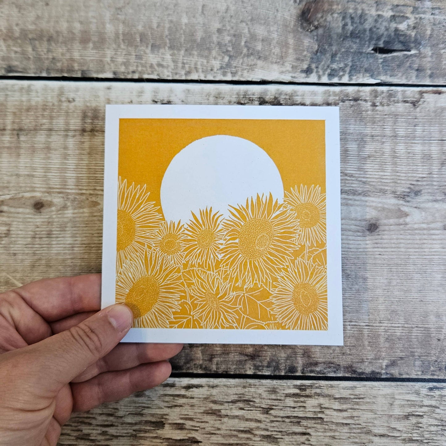 Sunflower Field - Single Square Greetings Card