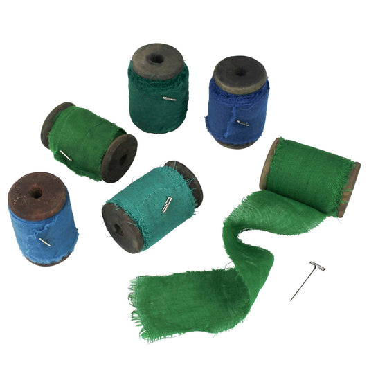 Sari Ribbon on Spool - Green/Blue (One Spool)