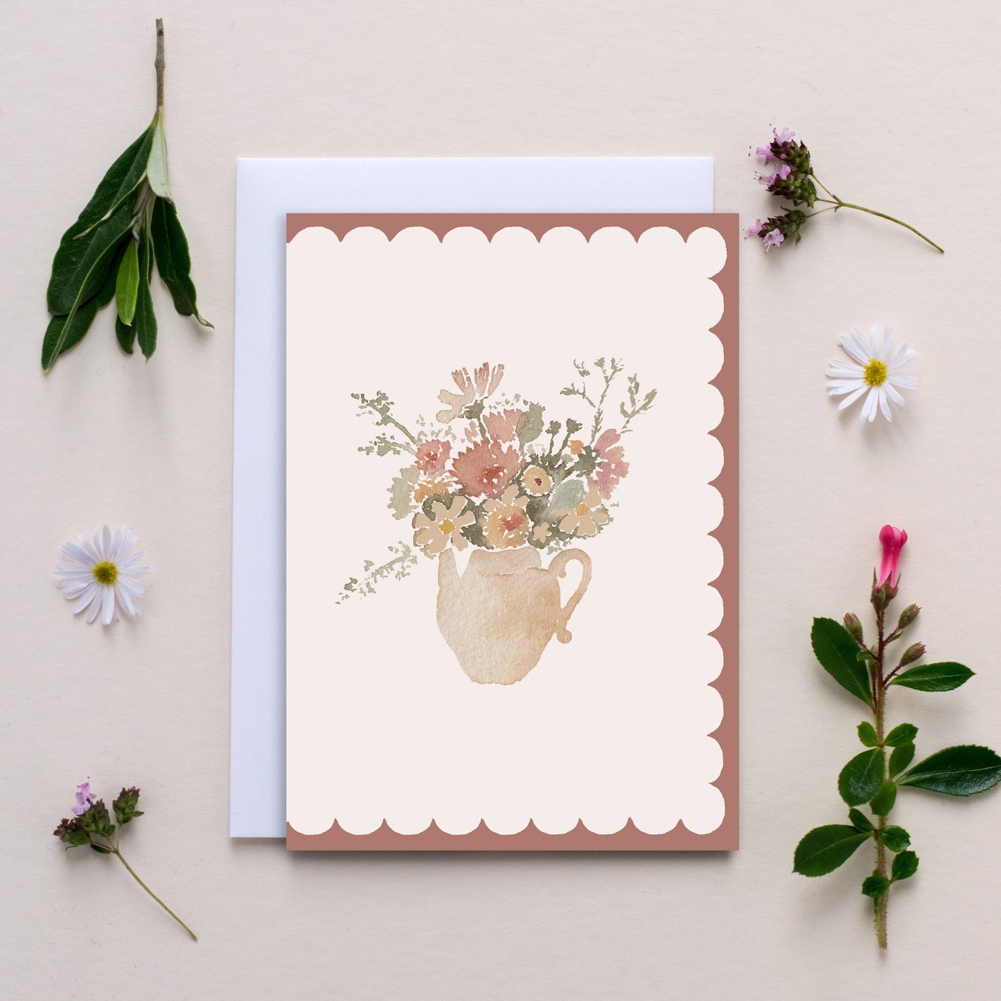 'Vintage Flowers' Blank Just Because Card