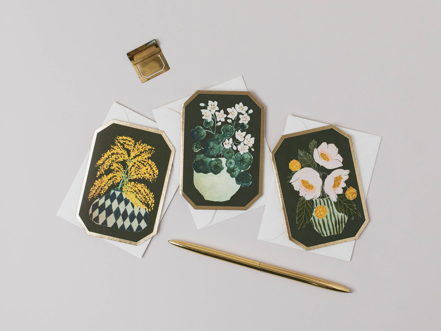 NASTURTIUM Botanical Die Cut Mini Floral Card by Katie Housley