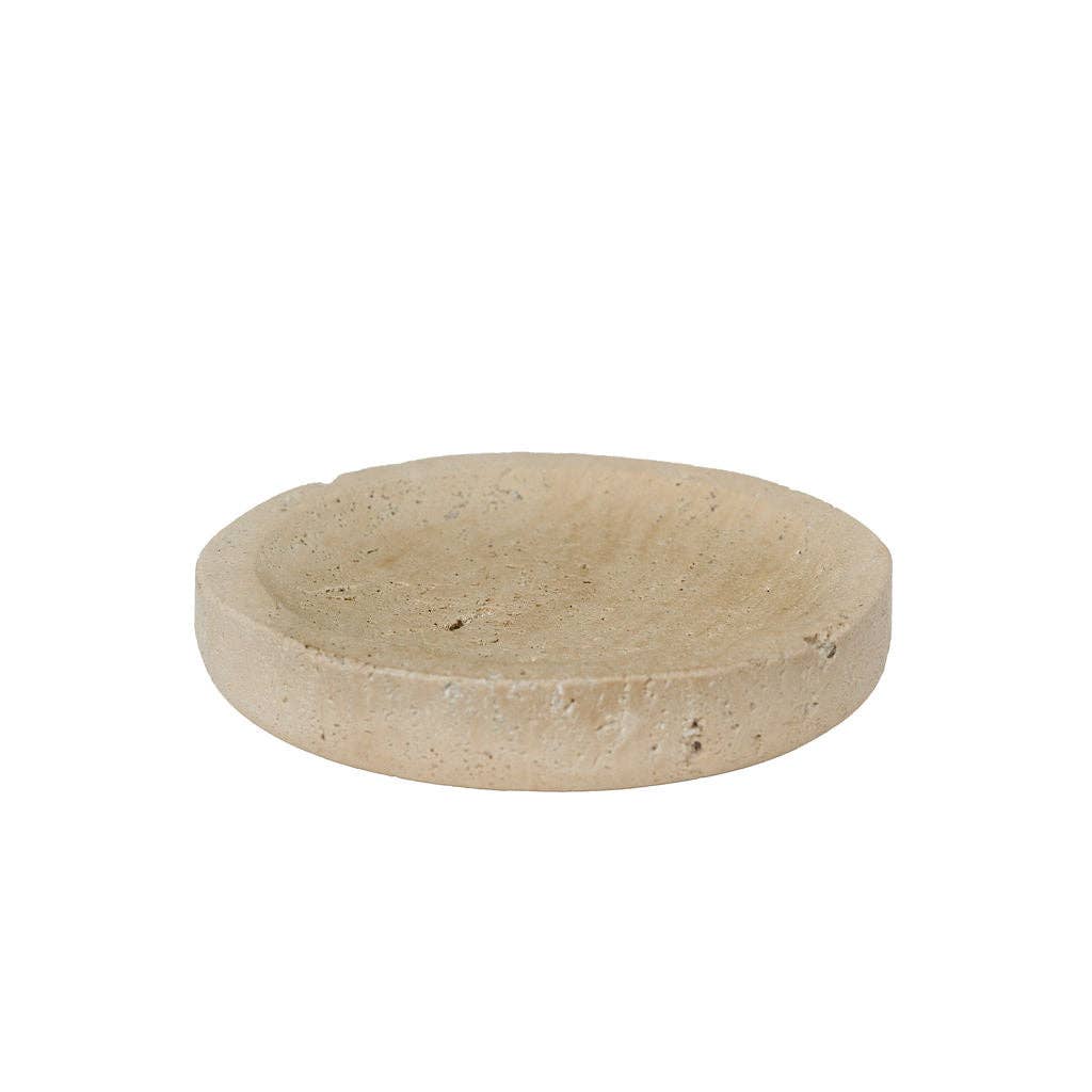 Travertine Trivet - Small, Shallow Round Trinket Holder