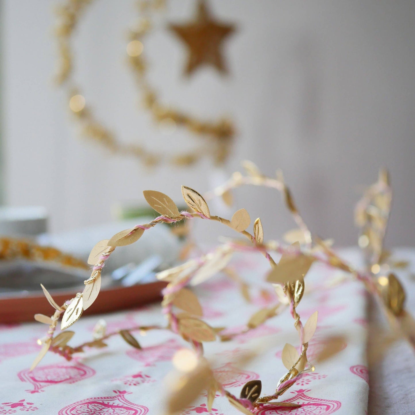 Gold Leaf Fairy Light String - Christmas Decoration
