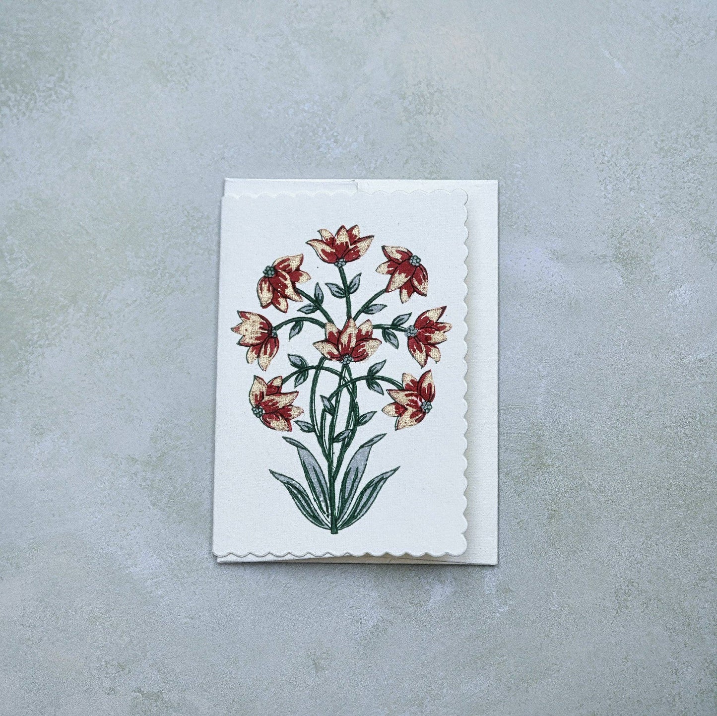 Block Printed Greeting Card - Champaca Sage