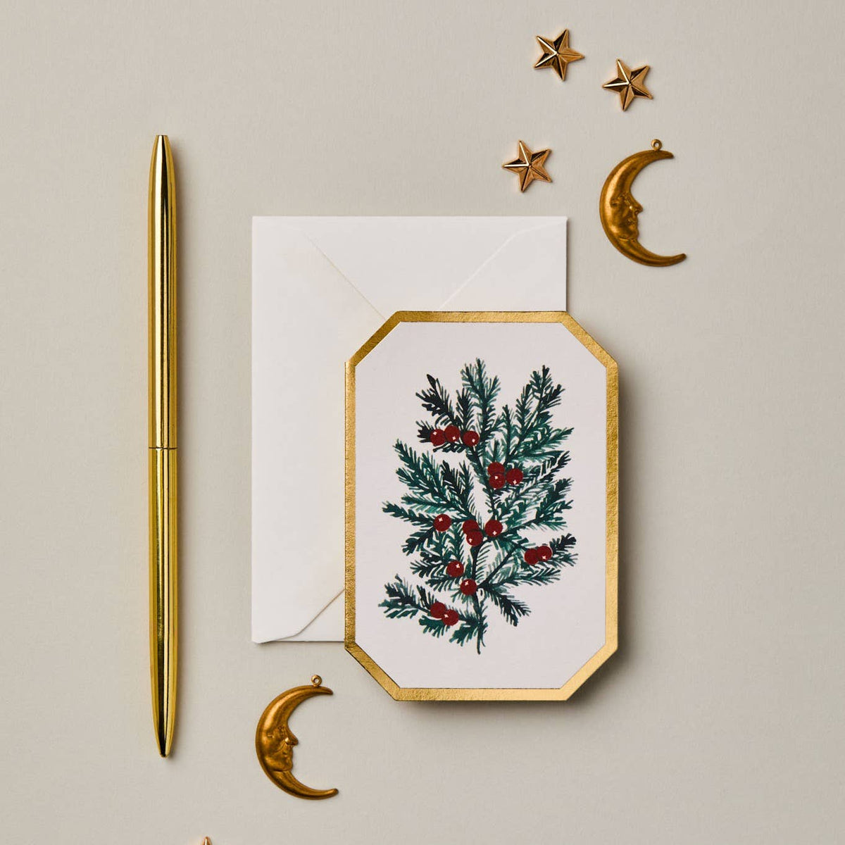 FIR BOTANICAL DIE CUT MINI CHRISTMAS HOLIDAY CARD