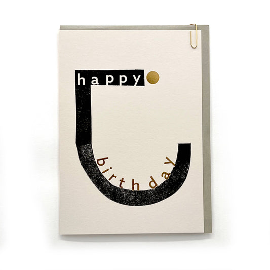 Abstract Ink Monotone Art Birthday Greeting Card