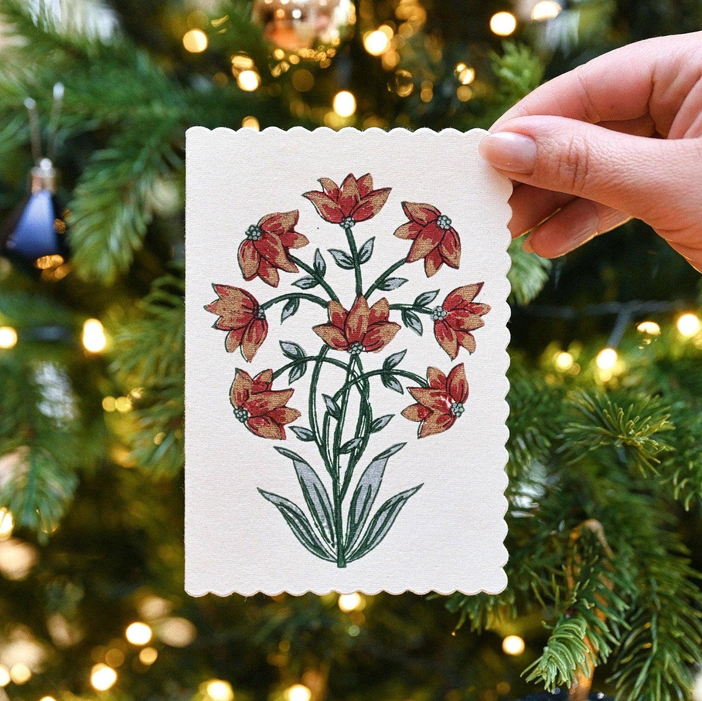 Block Printed Greeting Card - Champaca Sage