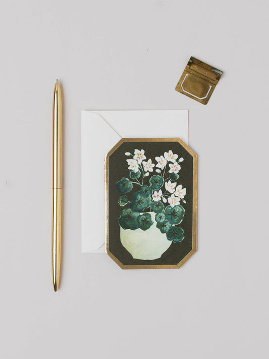 NASTURTIUM Botanical Die Cut Mini Floral Card by Katie Housley