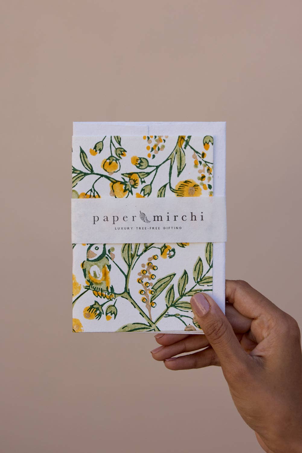 Block Printed Greeting Card - Song Birds Sunshine