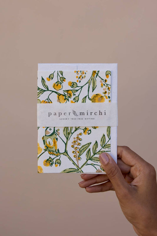 Block Printed Greeting Card - Song Birds Sunshine