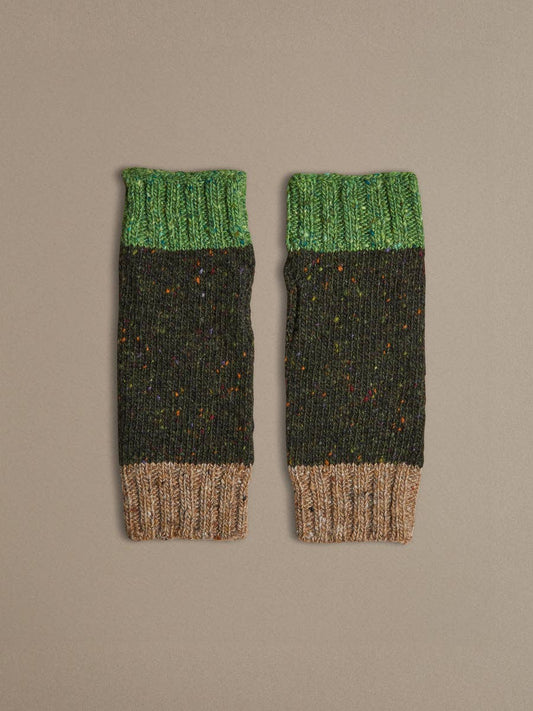 Donegal Wool Wrist Warmers | Dark Speckle Brown