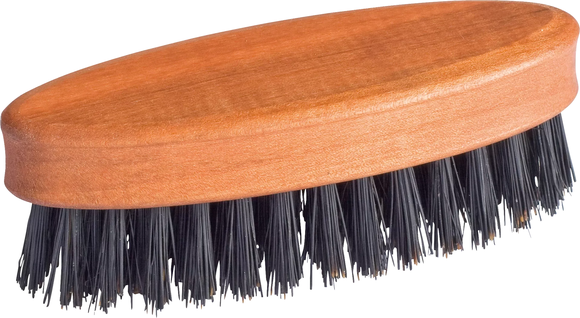 Wooden brush with black bristles on a white background