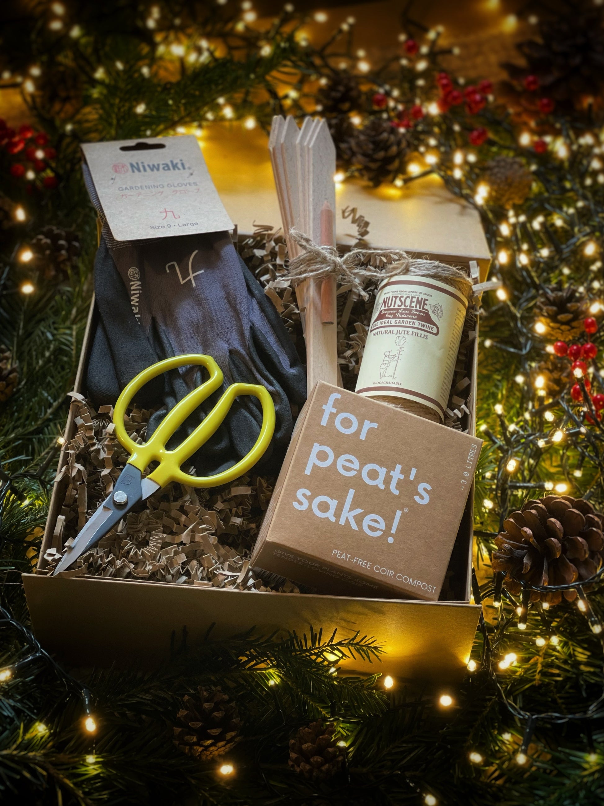 The Country Crib Garden Gift Set with Niwaki gloves labels scissors and twine 