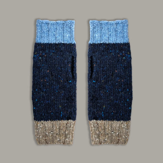 Rove Donegal Wool Wrist Warmers | Navy Fleck