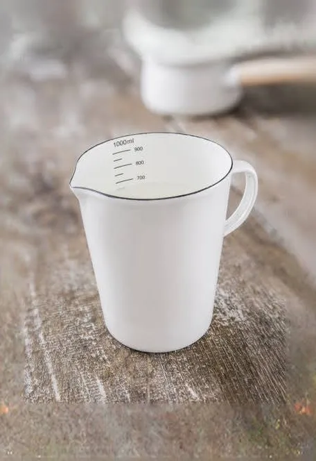 Enamel Measuring Jug Warm White Pitcher